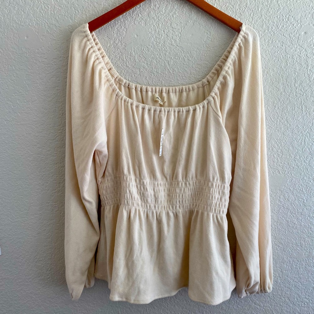 NWT Madewell Peplum Long Sleeve Top